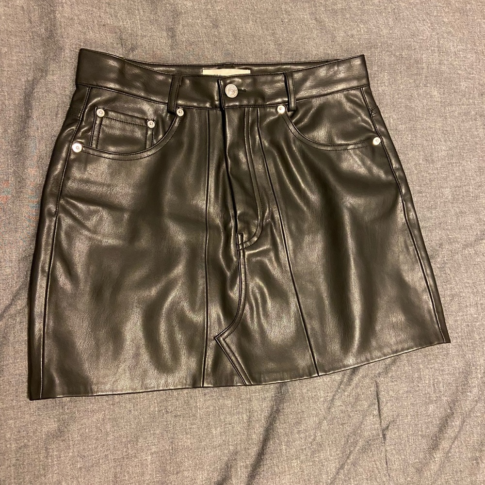 Black faux leather skirt